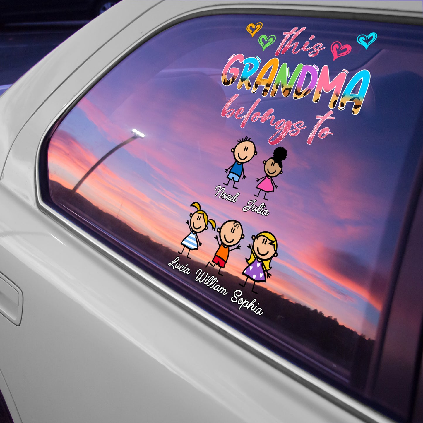 This Grandma Belongs To Hearts And Cartoon Children Decal