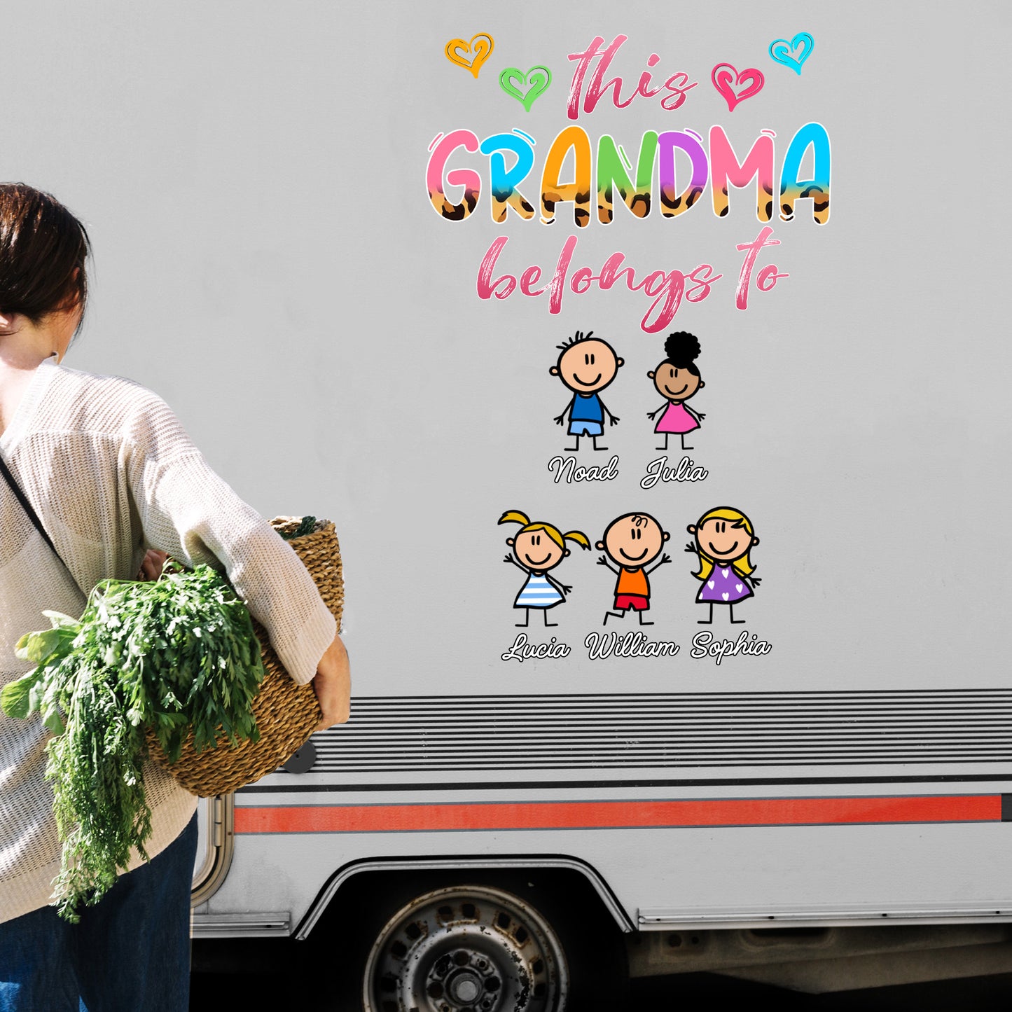 This Grandma Belongs To Hearts And Cartoon Children Decal
