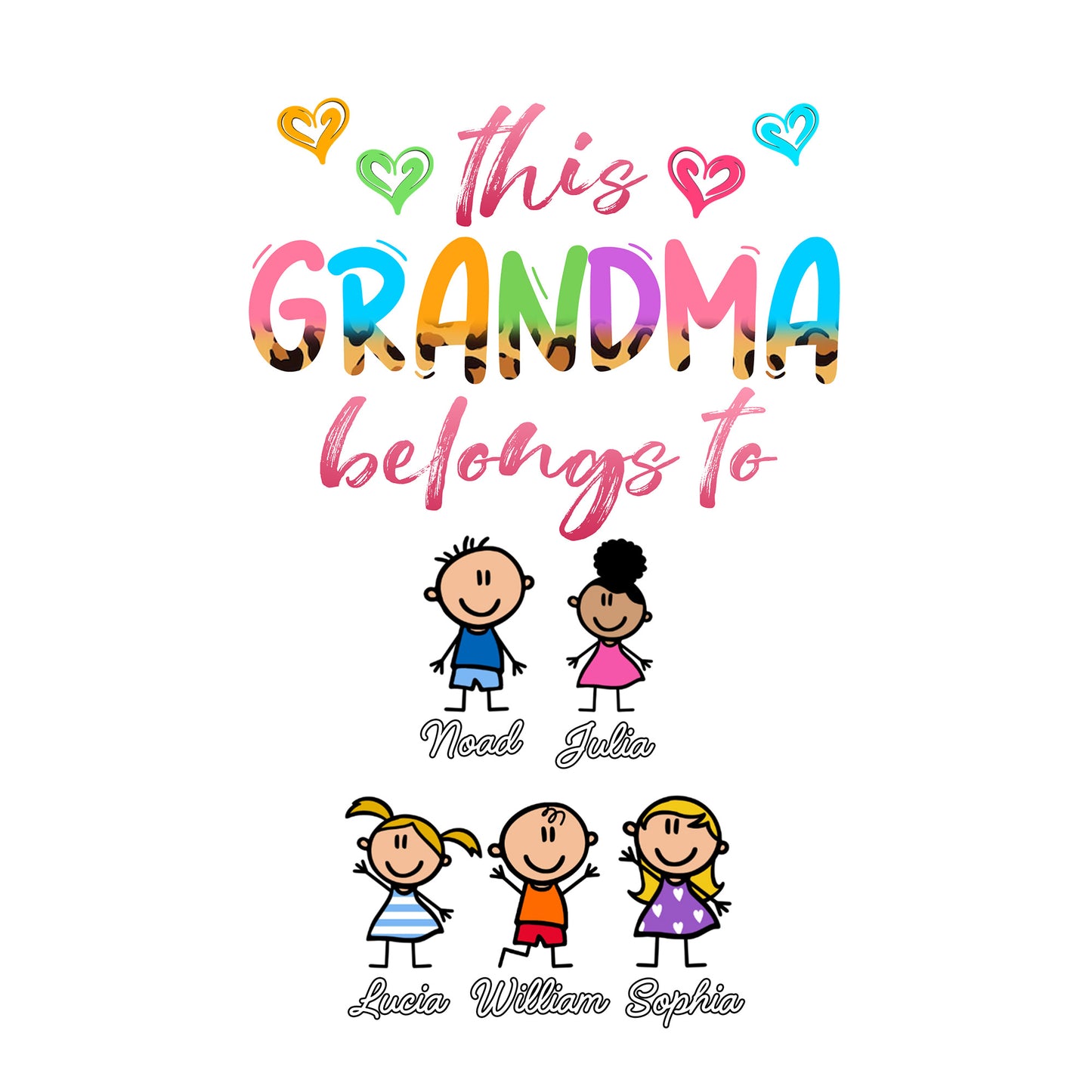This Grandma Belongs To Hearts And Cartoon Children Decal