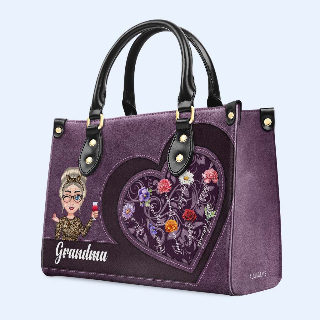 To Grandma With Love Forever Heart And Flowers Design