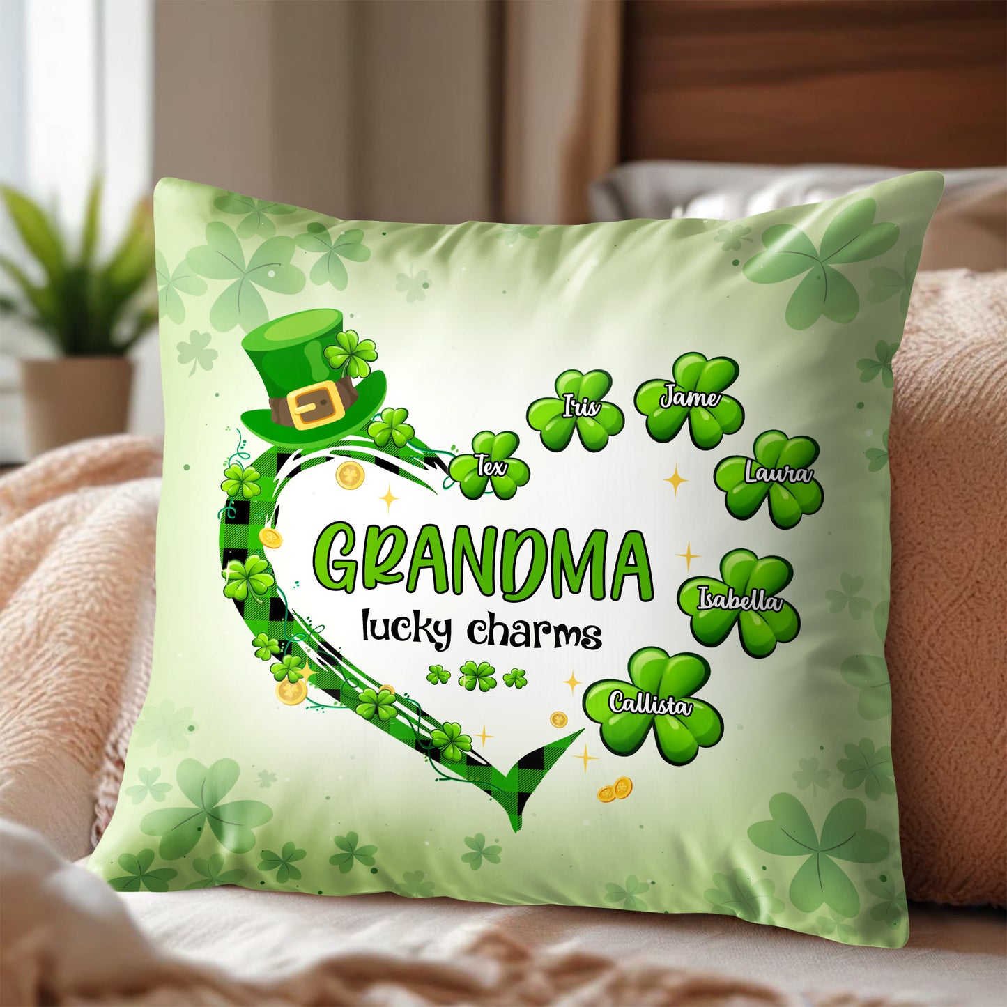 Grandma Lucky Charms, Four-Leaf Clovers And Leprechaun Hat
