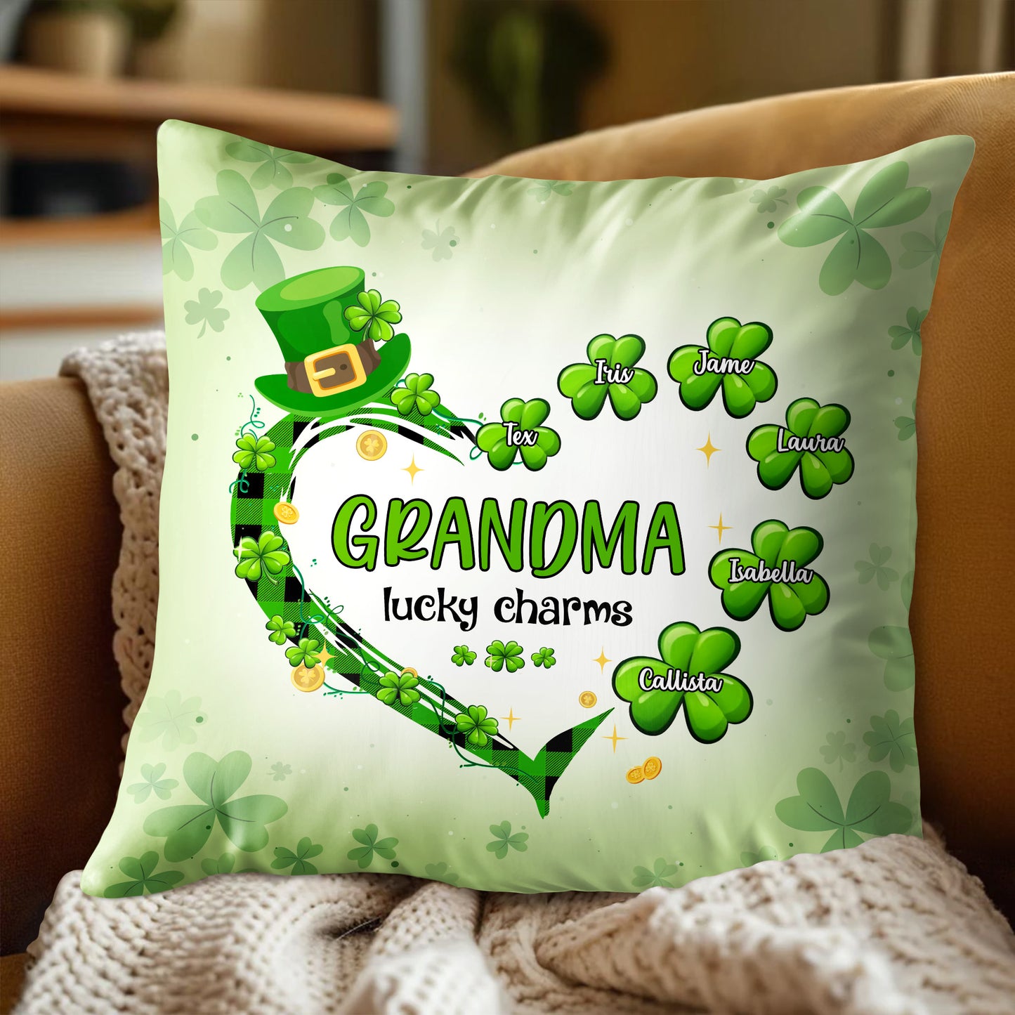 Grandma Lucky Charms, Four-Leaf Clovers And Leprechaun Hat