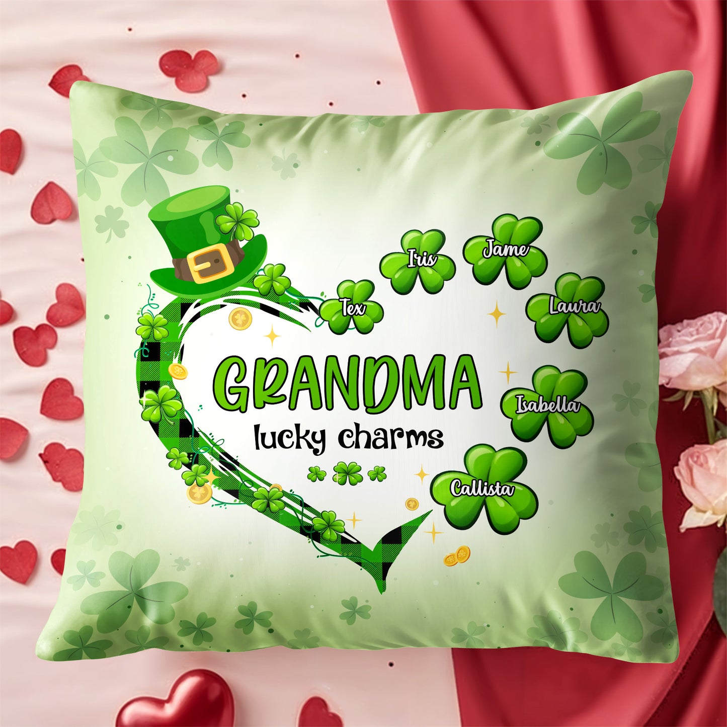 Grandma Lucky Charms, Four-Leaf Clovers And Leprechaun Hat
