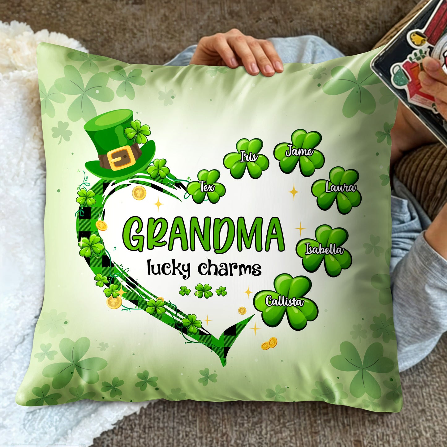 Grandma Lucky Charms, Four-Leaf Clovers And Leprechaun Hat