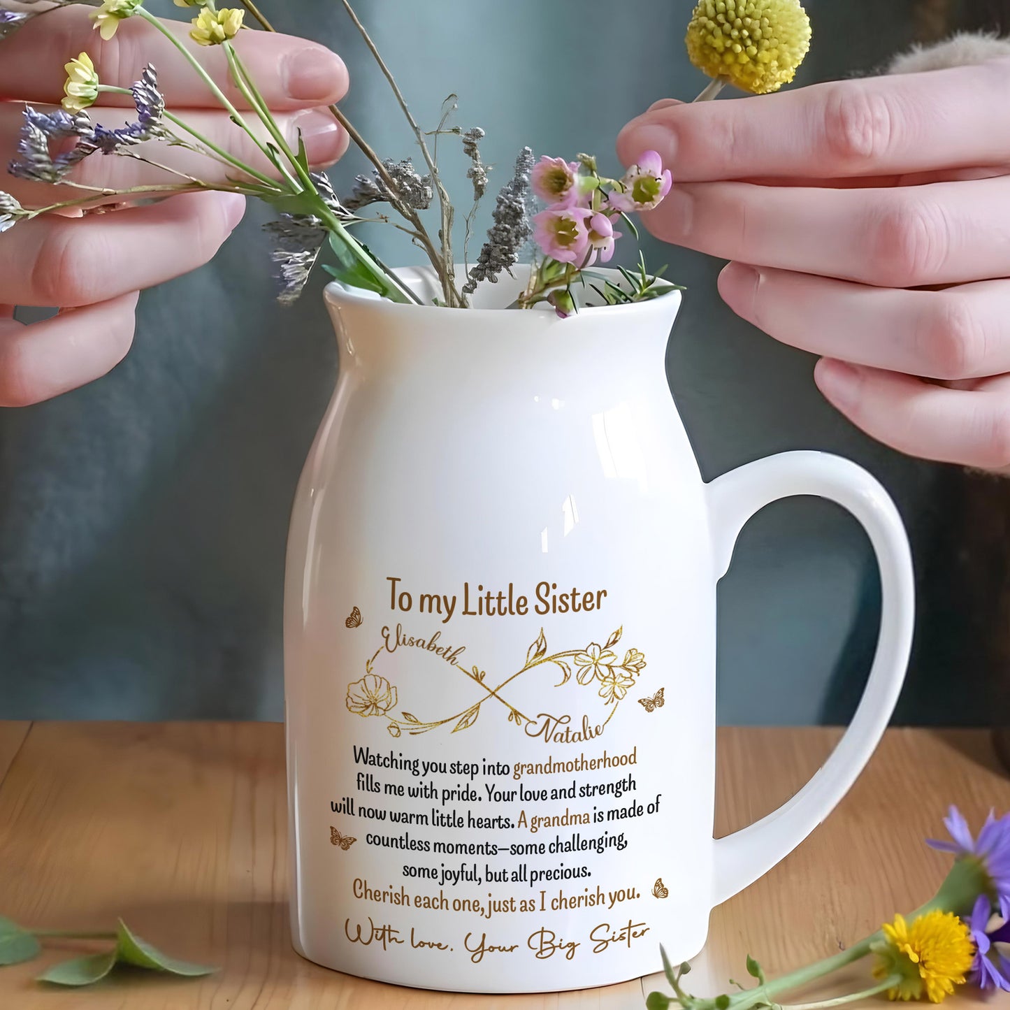 To My Little Sister, Watching You Step Into Grandmotherhood, Flowers