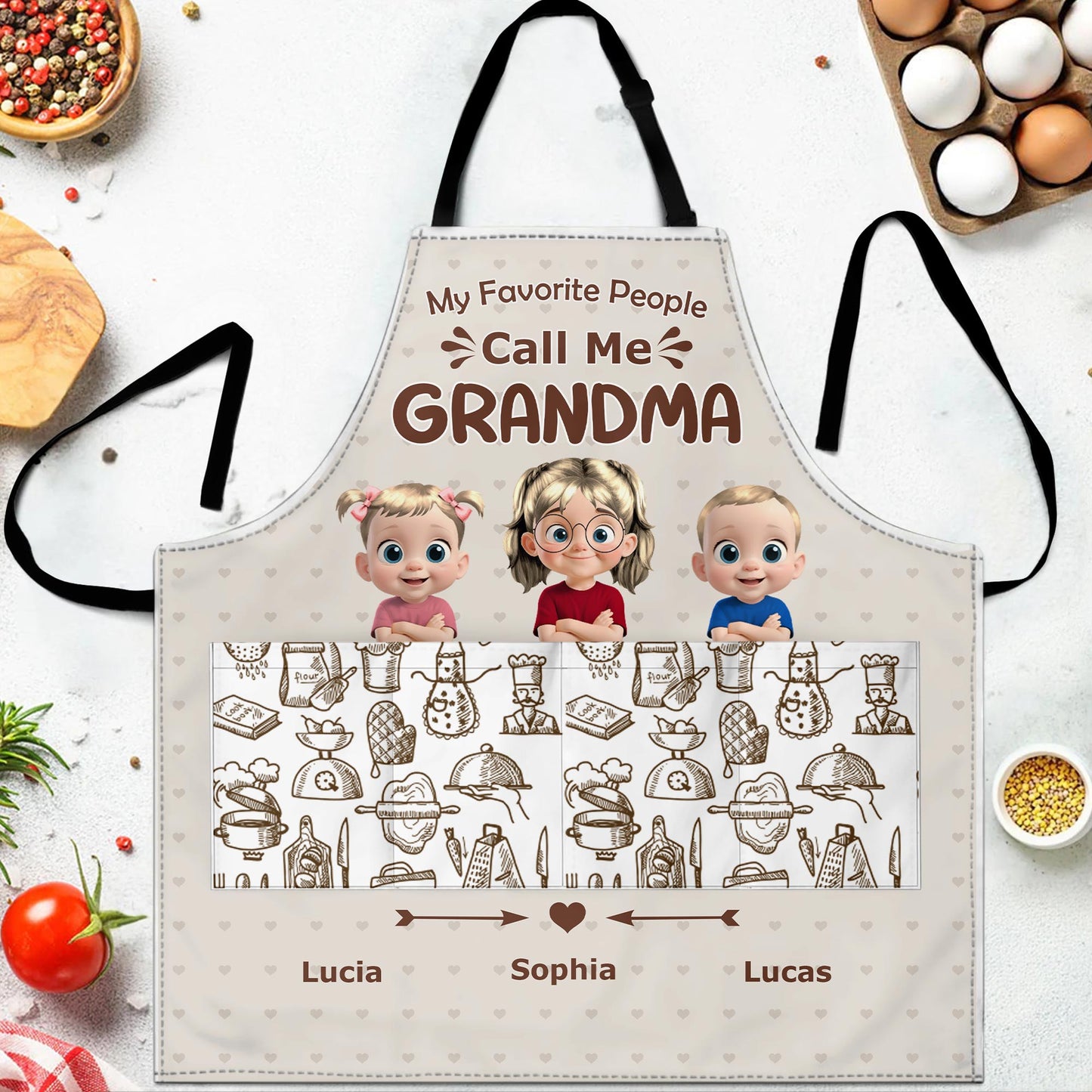 My Favorite People Call Me Grandma, Cartoons of Grandchildren and Baking Items