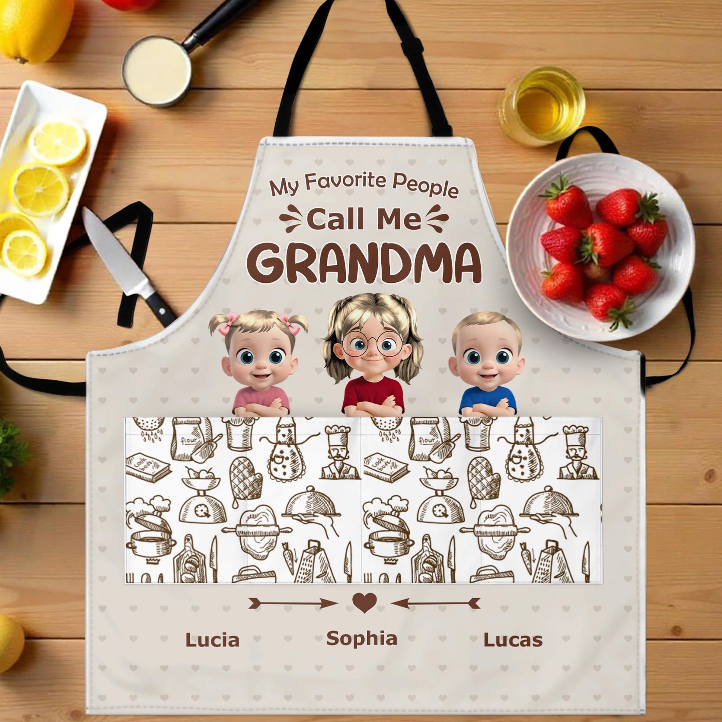 My Favorite People Call Me Grandma, Cartoons of Grandchildren and Baking Items