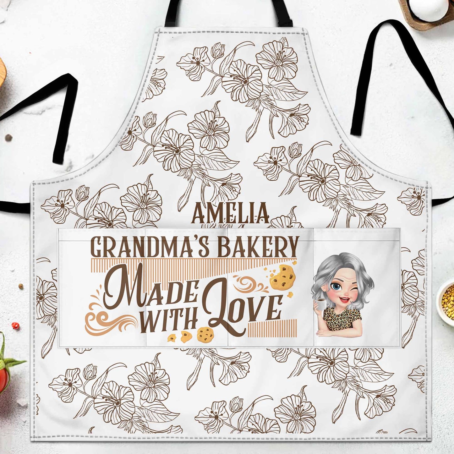 Grandma's Bakery Made With Love, Flowers and Cookies