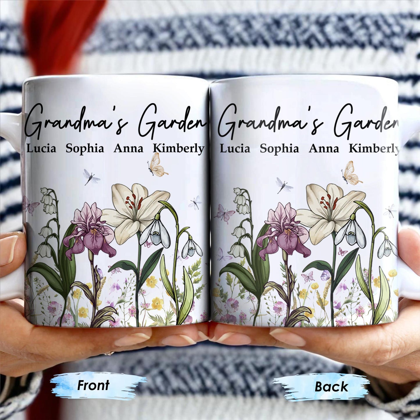 Grandma's Garden, Flowers and Butterflies - Personalized Custom Coffee Mug - GRM072_MG