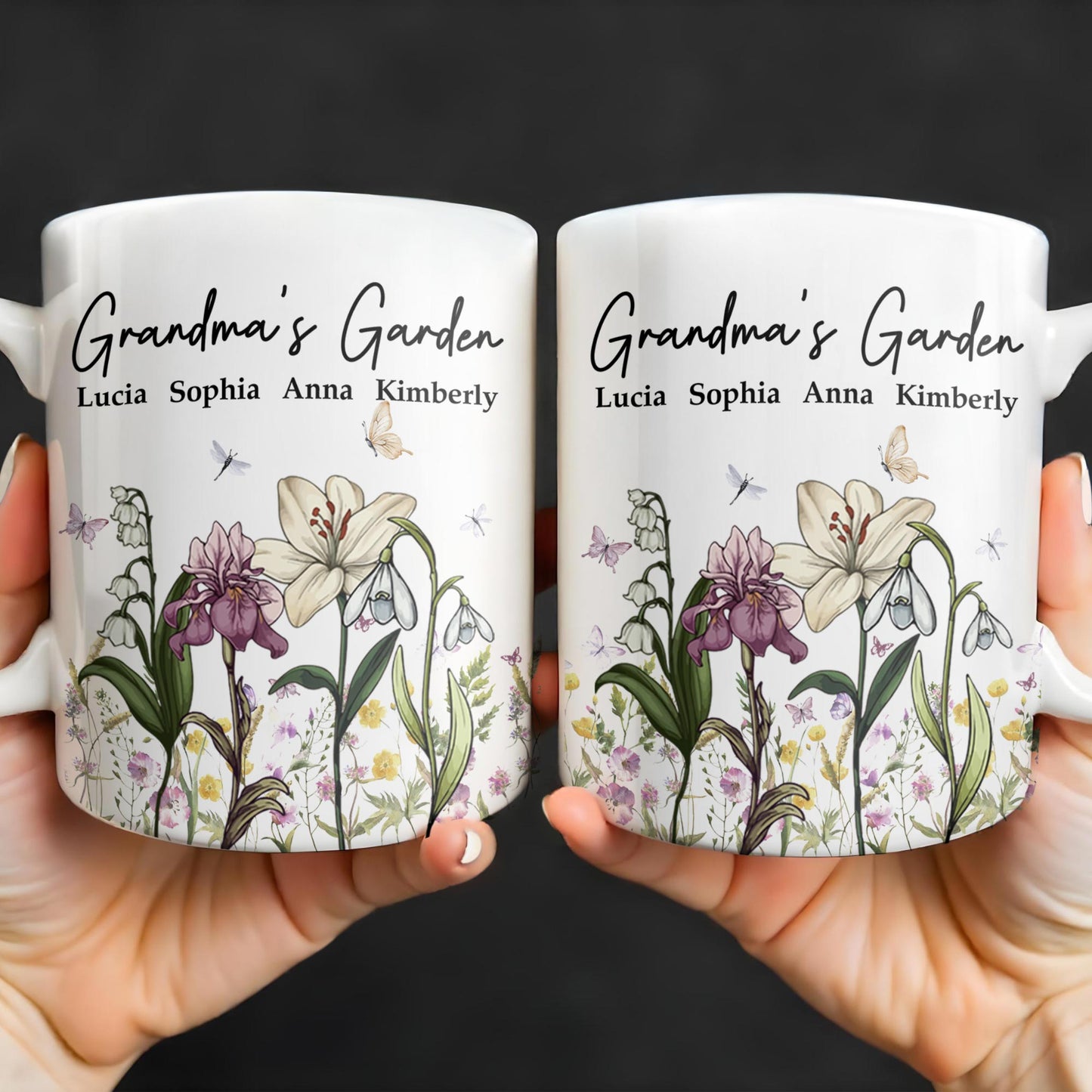 Grandma's Garden, Flowers and Butterflies - Personalized Custom Coffee Mug - GRM072_MG
