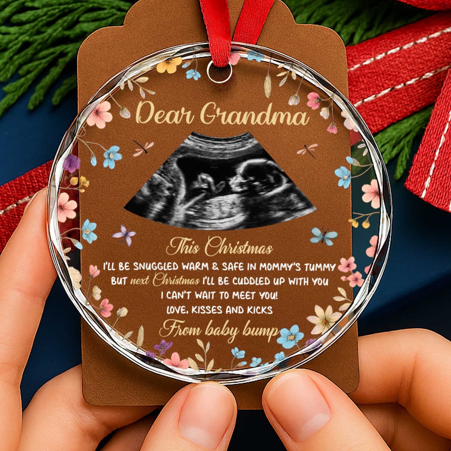 This Christmas Snuggled Warm & Safe, Ultrasound Image & Flowers