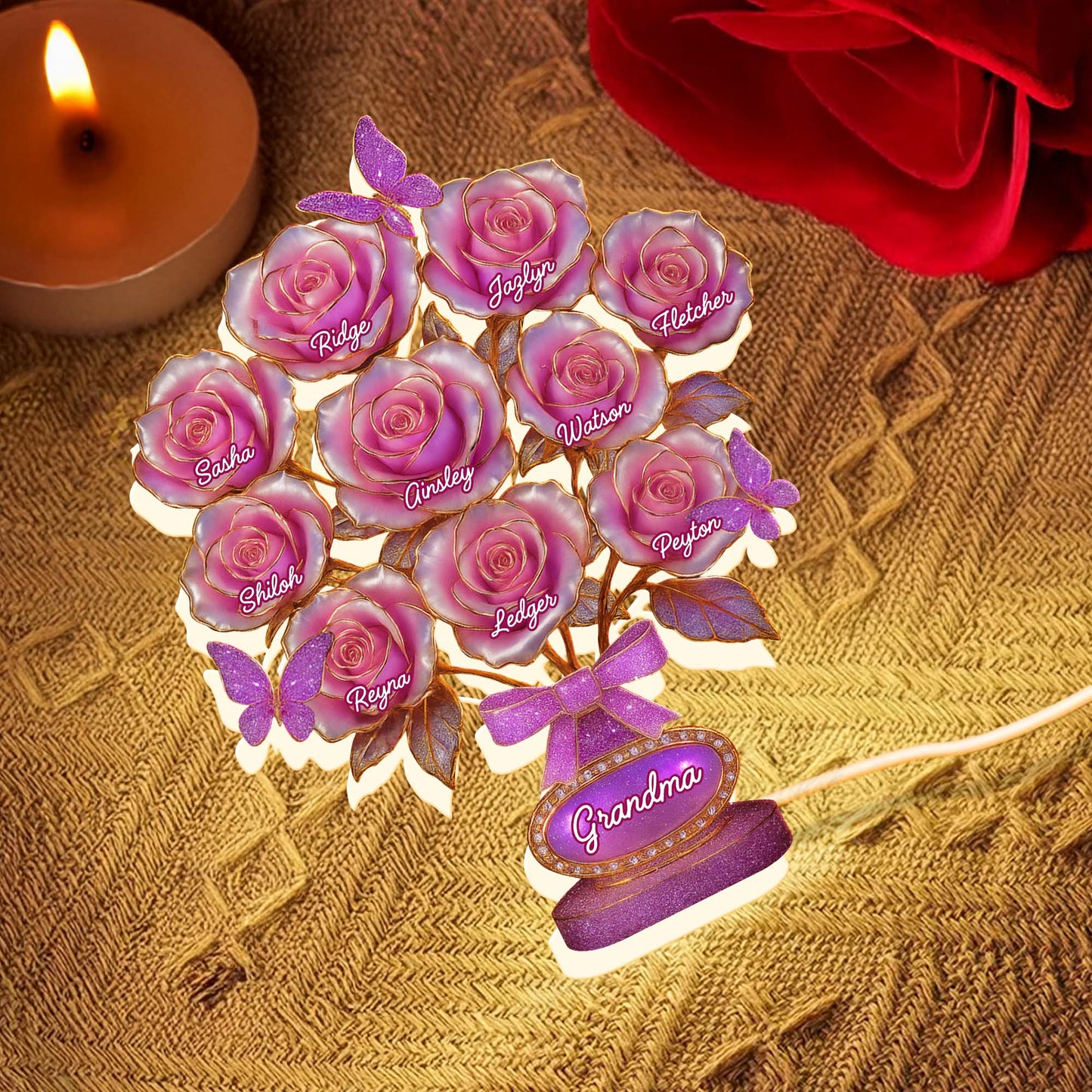 To Grandma With Roses And Butterflies