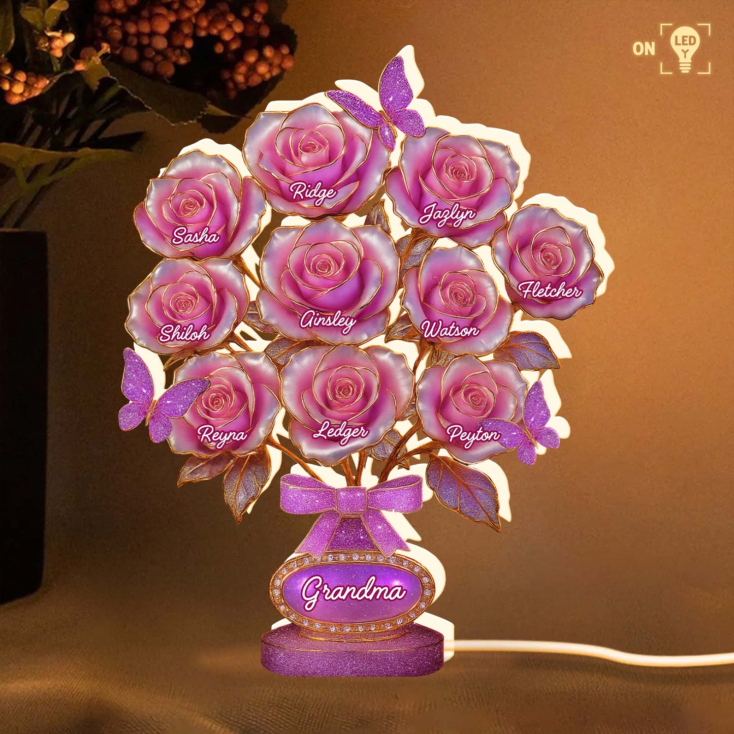 To Grandma With Roses And Butterflies