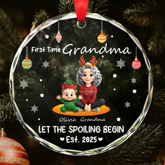 Let The Spoiling Begin, Grandmother And Child - Personalized Custom Circle Glass Ornament - GRM091_CGOR