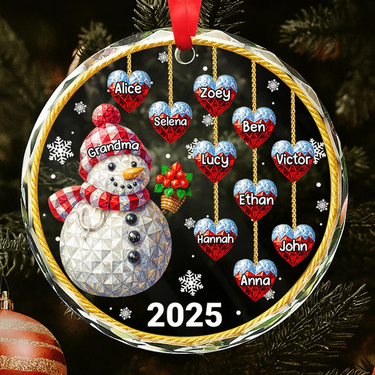 Celebrate The Warmth And Joy, Snowman And Hearts - Personalized Custom Circle Glass Ornament - GRM098_CGOR