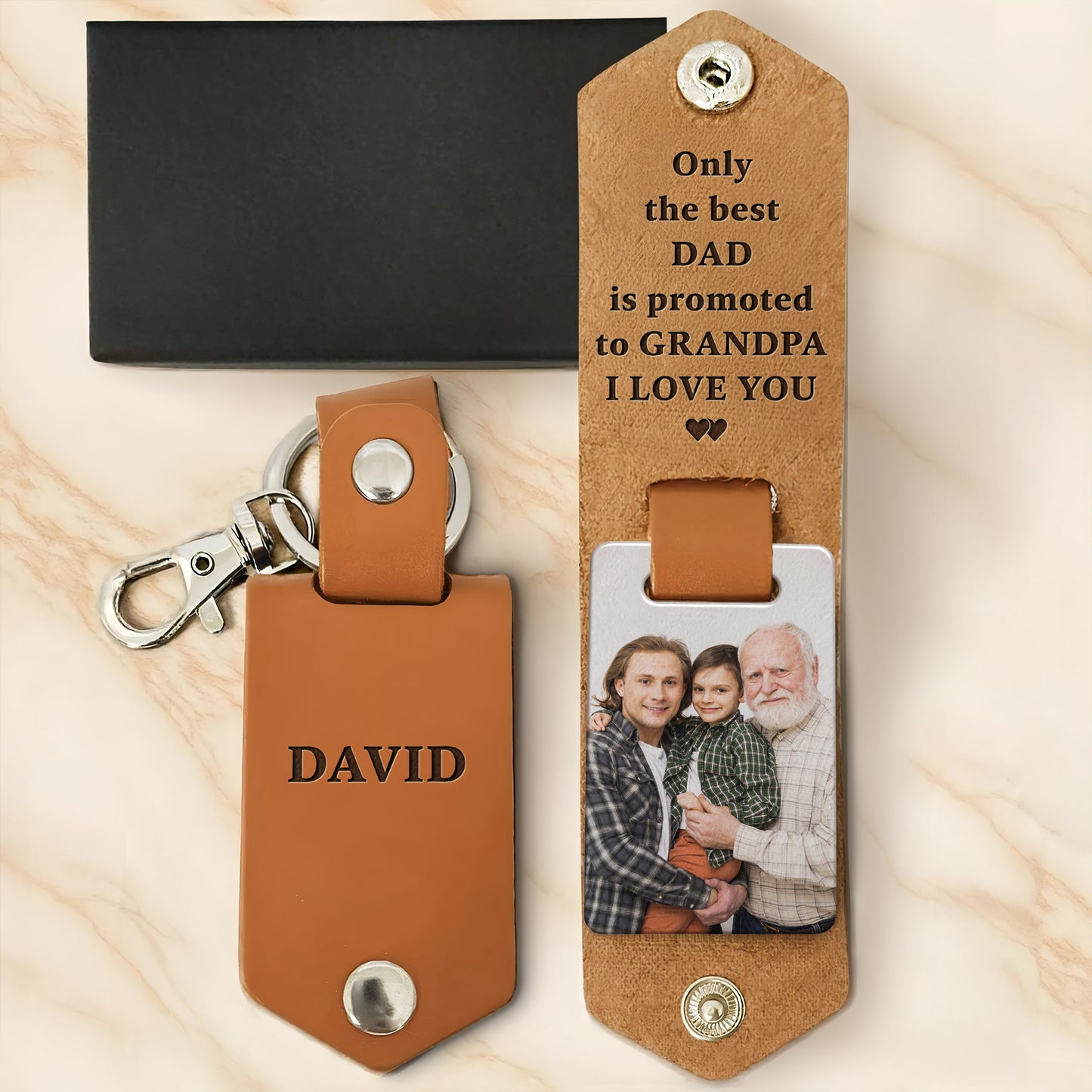 Only The Best Dad Is Promoted To Grandpa I Love You, Keychain and Photo Holder