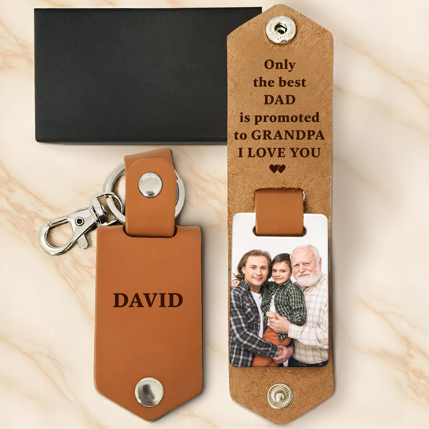 Only The Best Dad Is Promoted To Grandpa I Love You, Keychain and Photo Holder