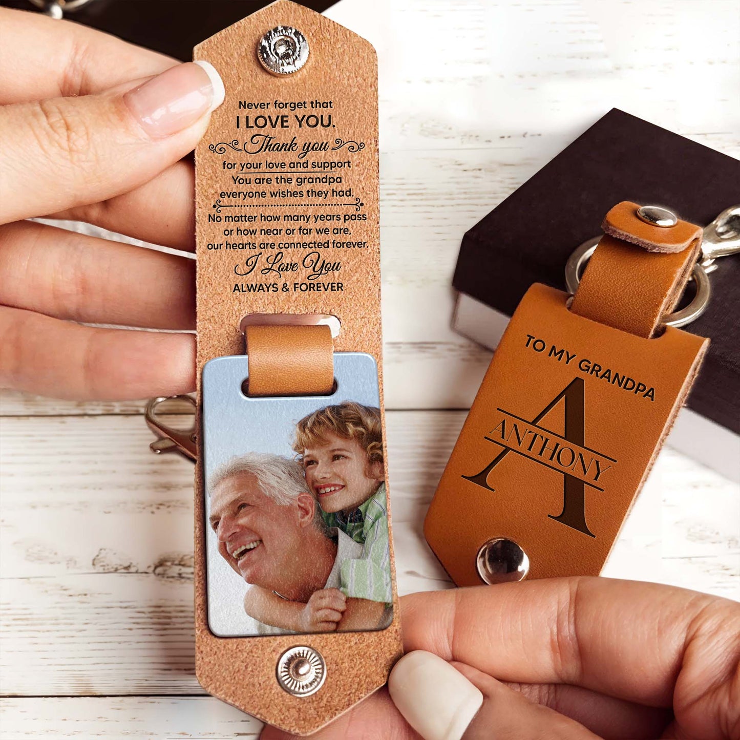 Never Forget That I Love You, Thank You For Your Love And Support, Keychain and Photo