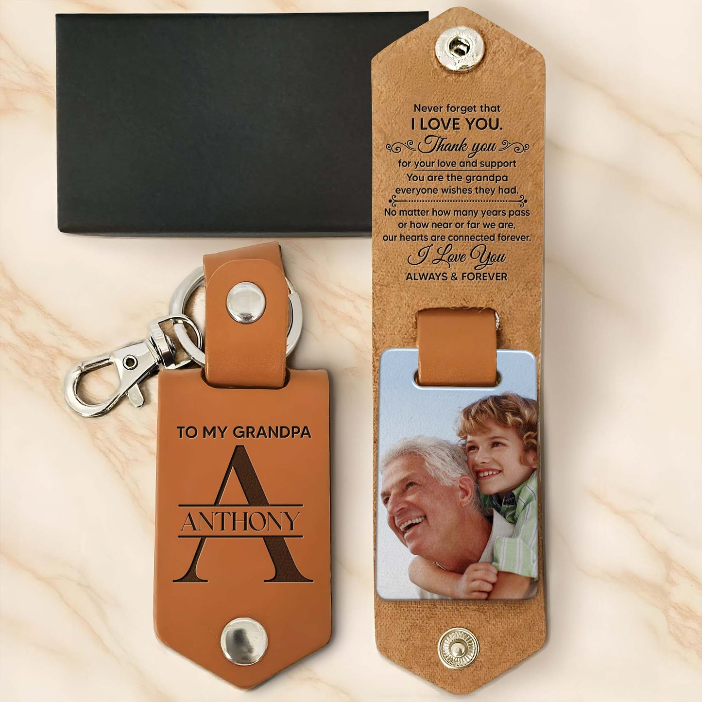 Never Forget That I Love You, Thank You For Your Love And Support, Keychain and Photo
