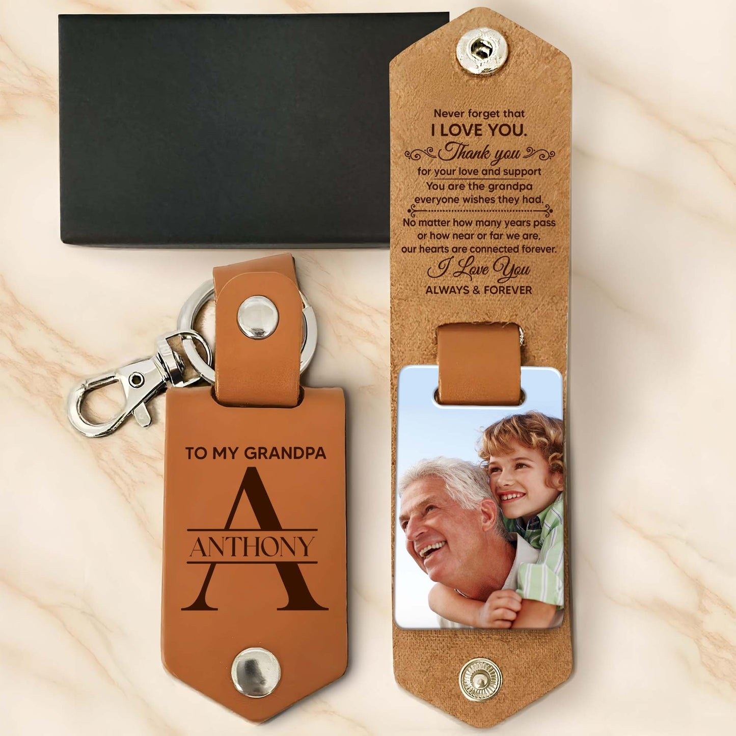 Never Forget That I Love You, Thank You For Your Love And Support, Keychain and Photo