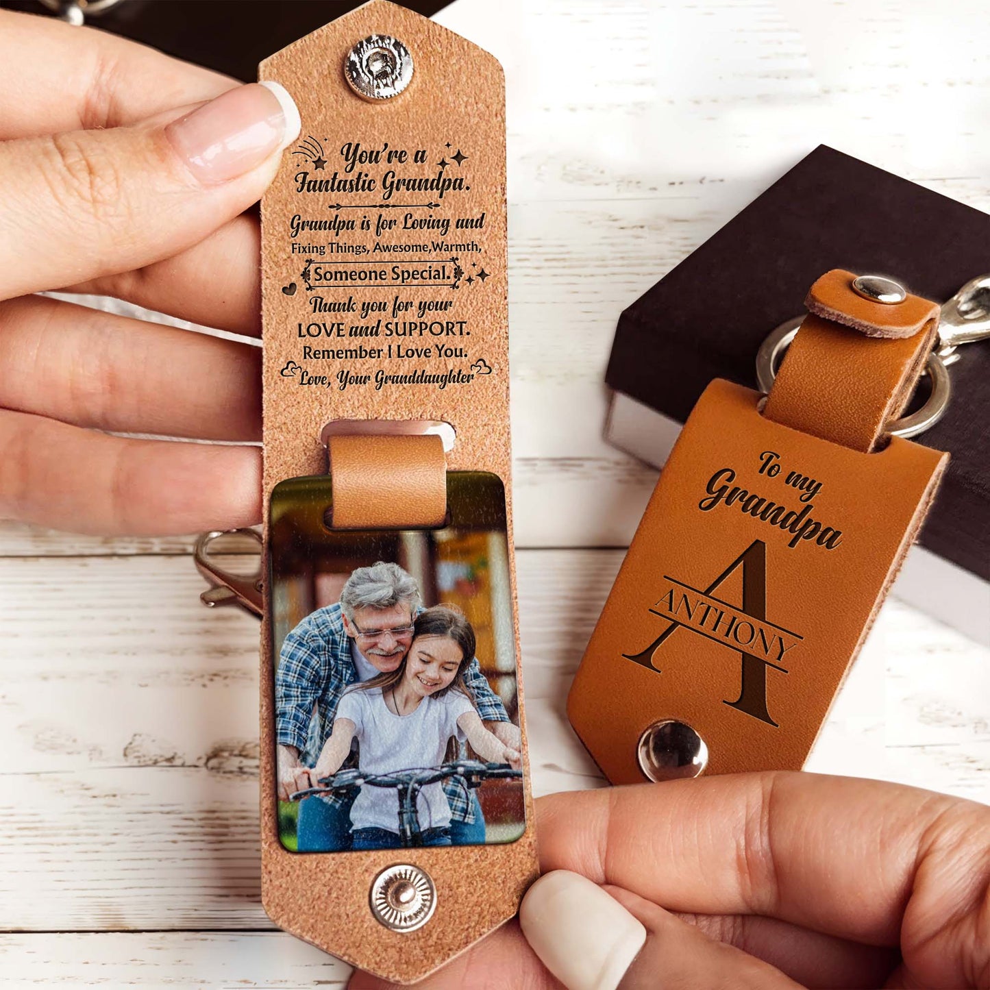 You're A Fantastic Grandpa, Keychain With Photo Insert