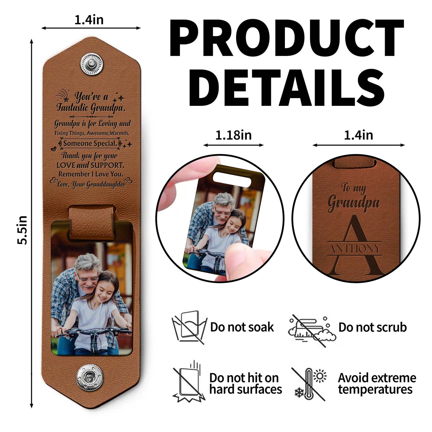 You're A Fantastic Grandpa, Keychain With Photo Insert