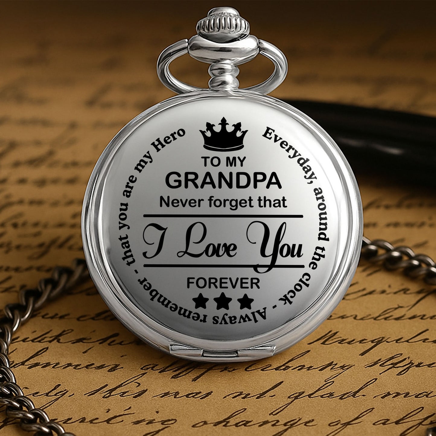 To My Grandpa, I Love You Forever With Crown And Stars