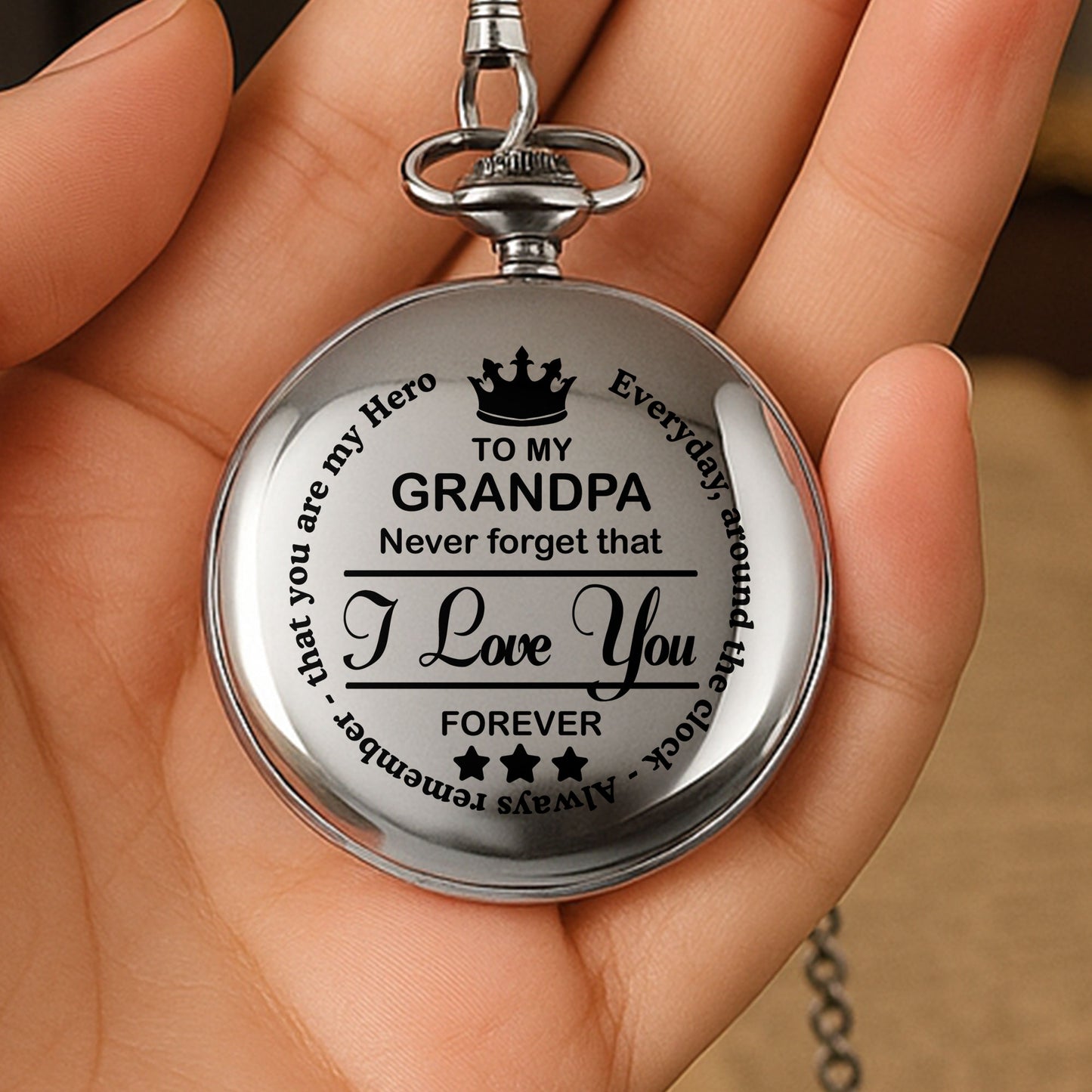 To My Grandpa, I Love You Forever With Crown And Stars