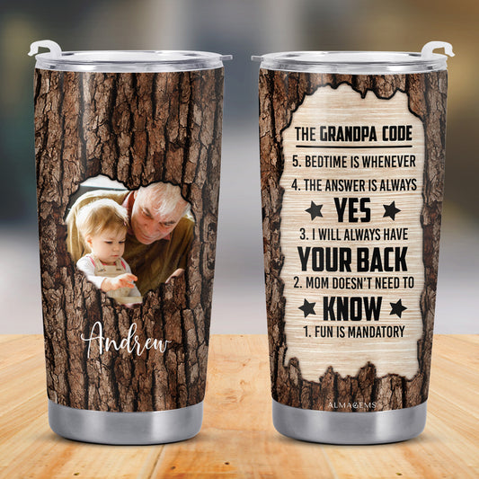The Grandpa Code Tree Bark Design Tumbler