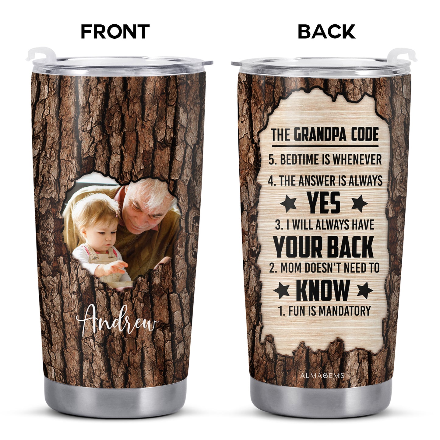 The Grandpa Code Tree Bark Design Tumbler