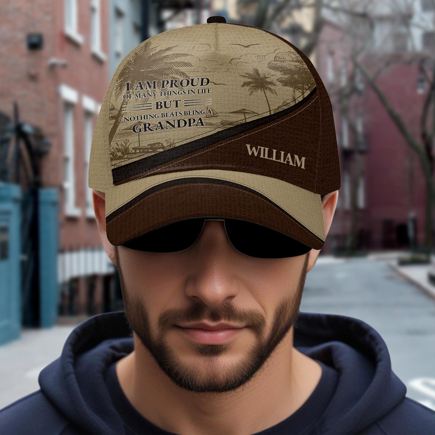 Tropical Beach and Palm Trees Adventure Cap