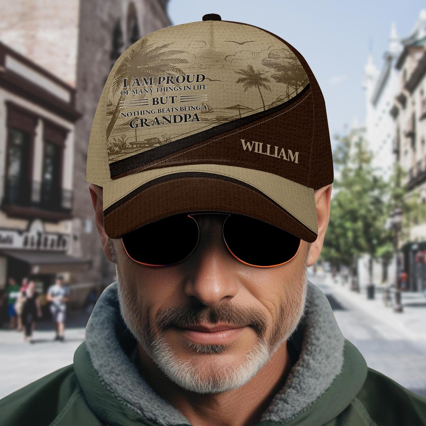 Tropical Beach and Palm Trees Adventure Cap