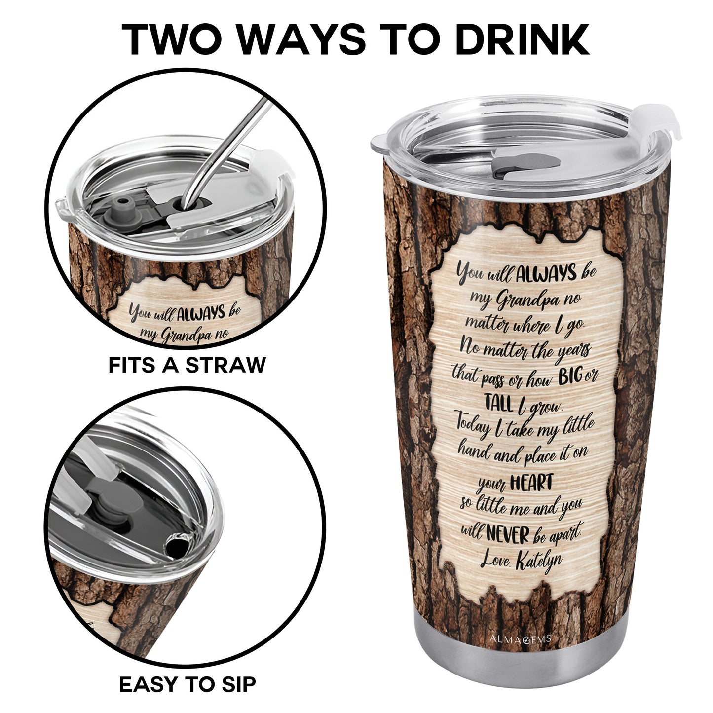 Grandpa Love Heart Touching Customizable Tumbler