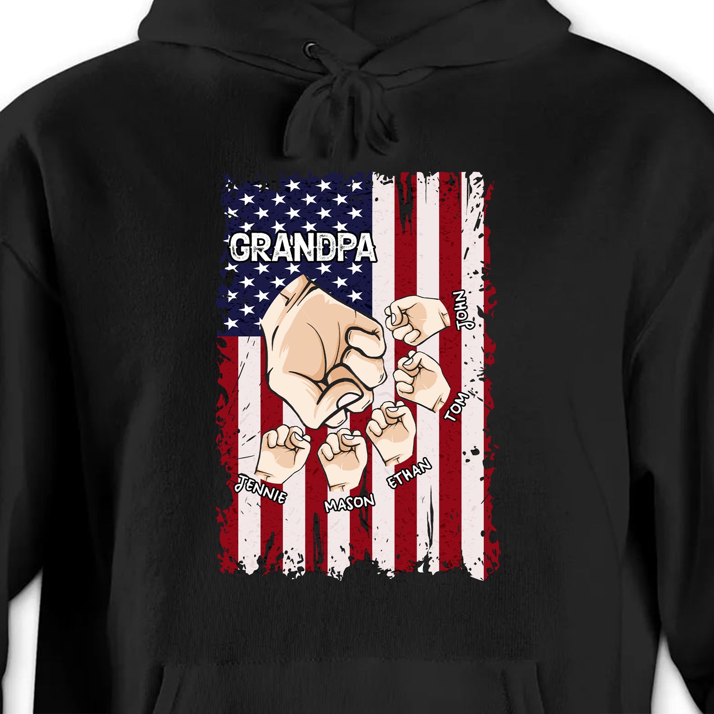 Granspa, Fists Clenching American Flag Design - Personalized Custom Unisex T-shirt, Hoodie - GRP011_BBAS