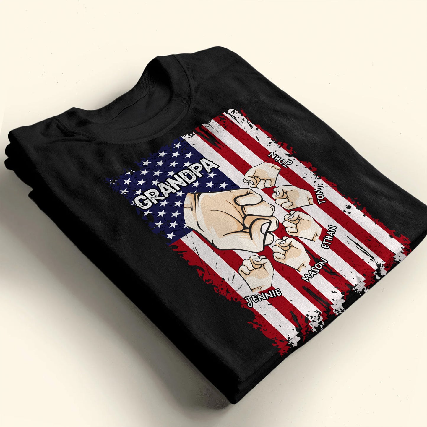 Granspa, Fists Clenching American Flag Design - Personalized Custom Unisex T-shirt, Hoodie - GRP011_BBAS