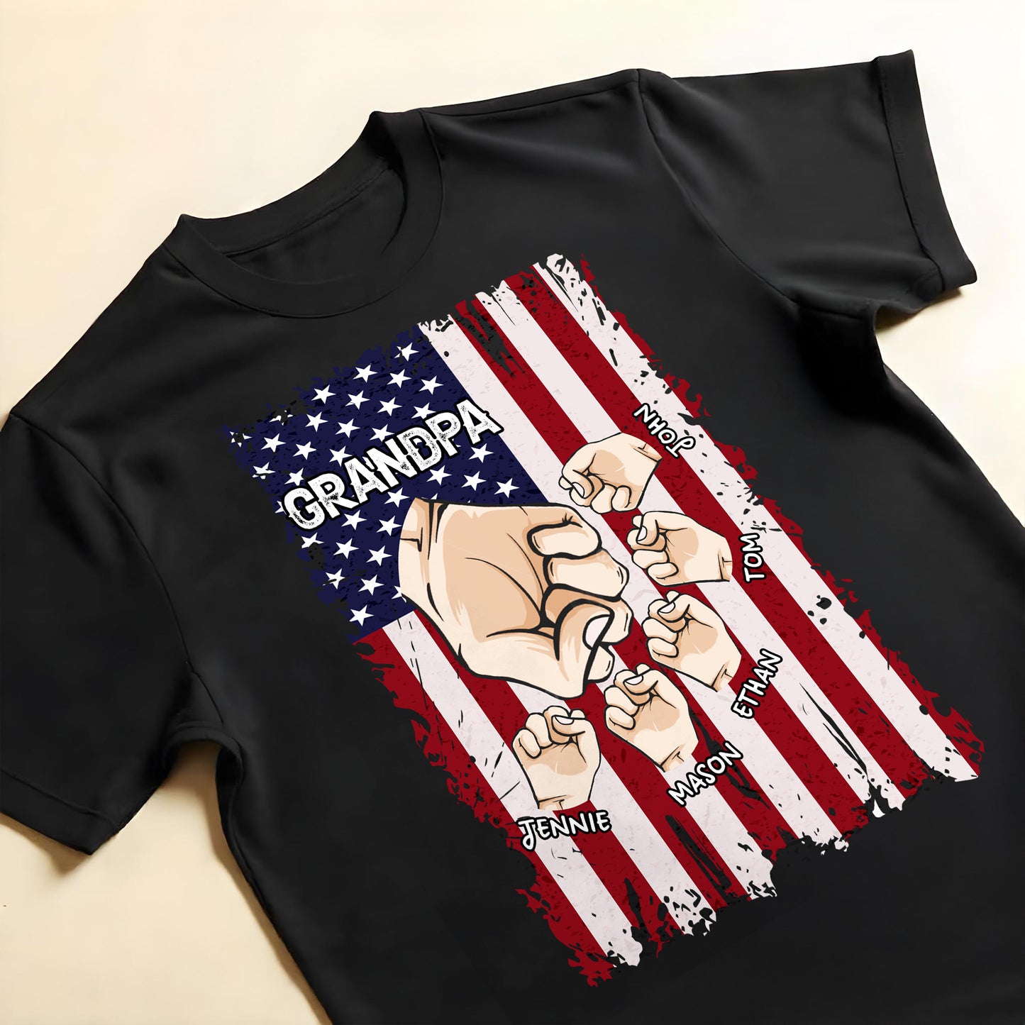 Granspa, Fists Clenching American Flag Design - Personalized Custom Unisex T-shirt, Hoodie - GRP011_BBAS
