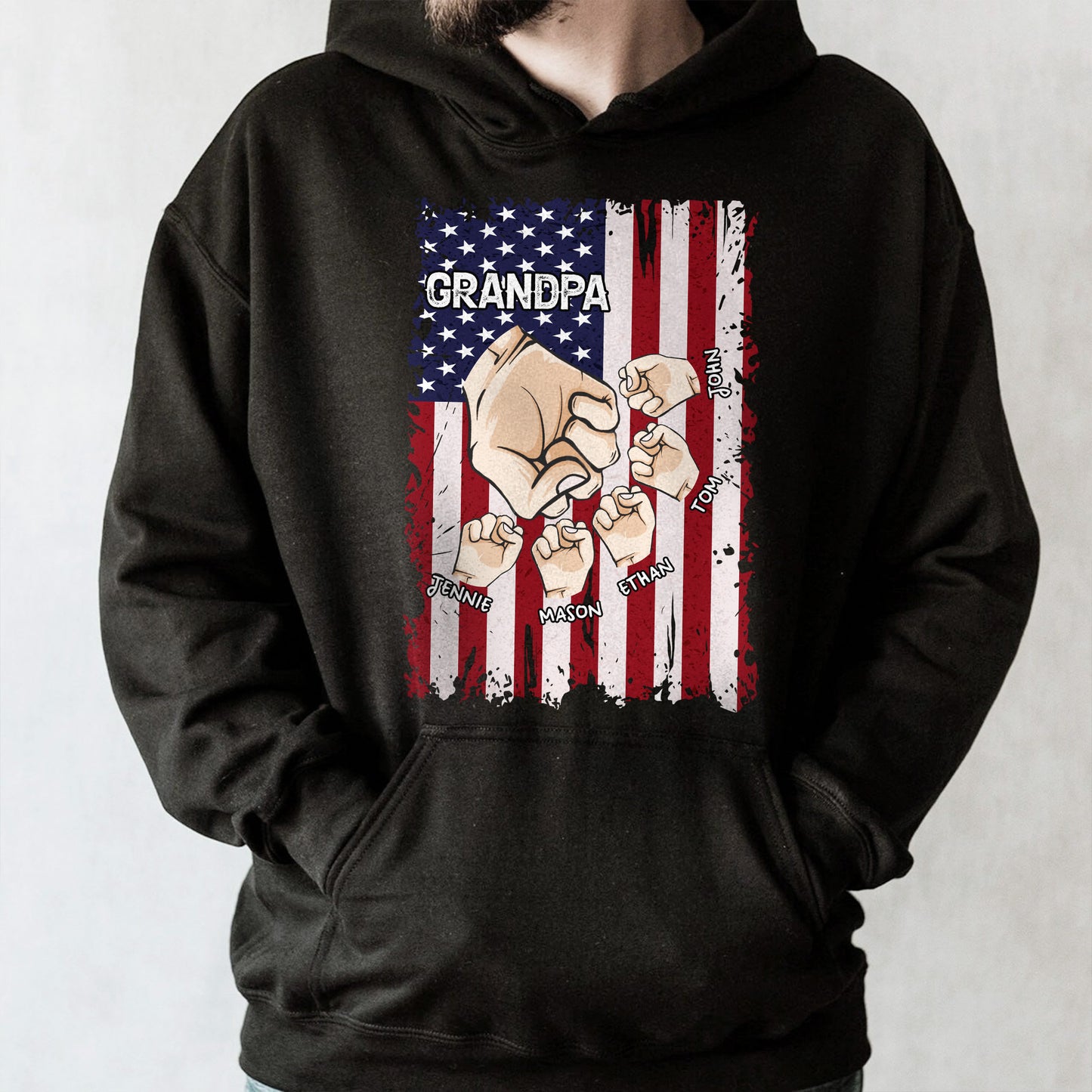 Granspa, Fists Clenching American Flag Design - Personalized Custom Unisex T-shirt, Hoodie - GRP011_BBAS
