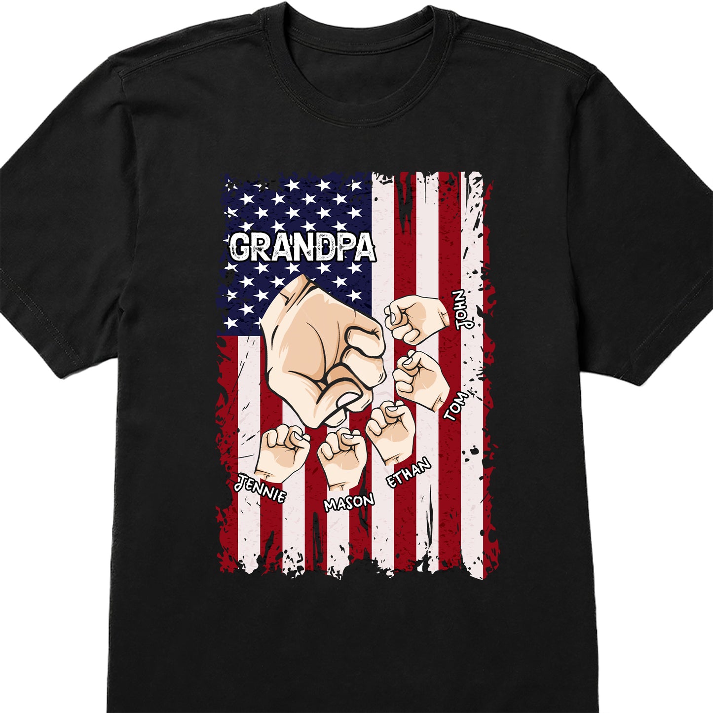 Granspa, Fists Clenching American Flag Design - Personalized Custom Unisex T-shirt, Hoodie - GRP011_BBAS