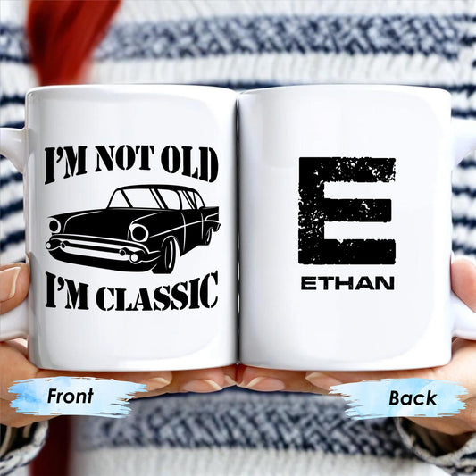 Tasse à café personnalisée « Je ne suis pas vieux, je suis une voiture classique » - GRP011_MG