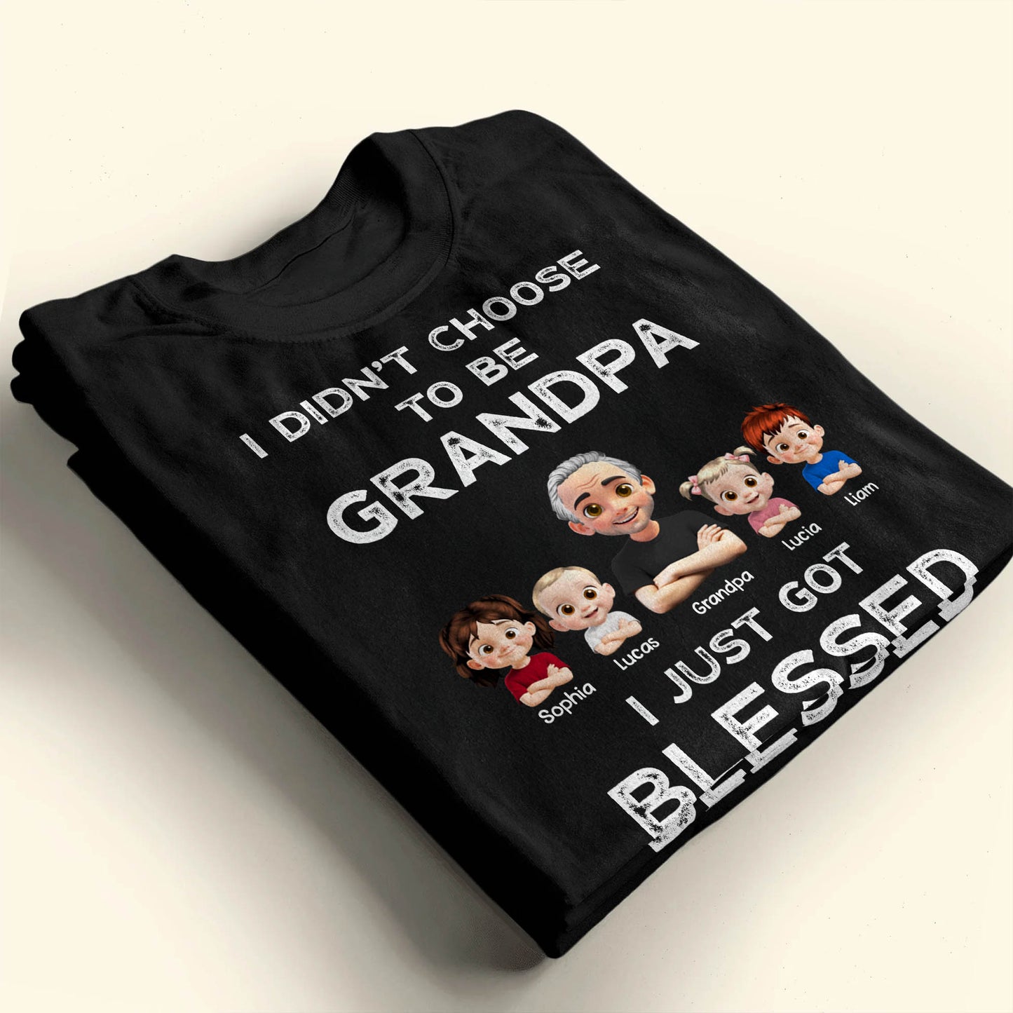 Je n'ai pas choisi d'être grand-père, personnages de dessins animés et famille - T-shirt unisexe personnalisé, sweat à capuche - GRP020_BBAS