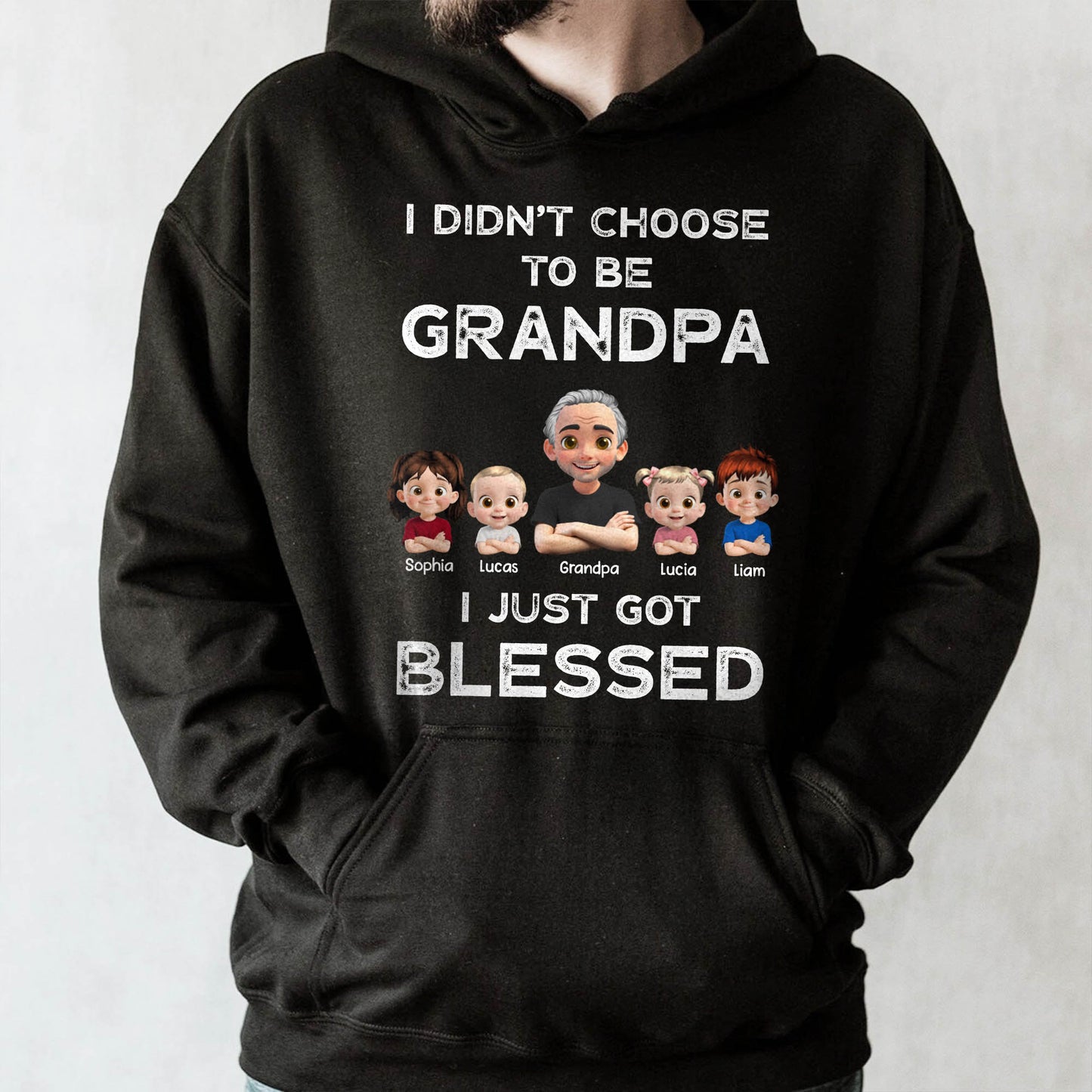 I Didn't Choose To Be Grandpa, Cartoon Characters and Family - Personalized Custom Unisex T-shirt, Hoodie - GRP020_BBAS