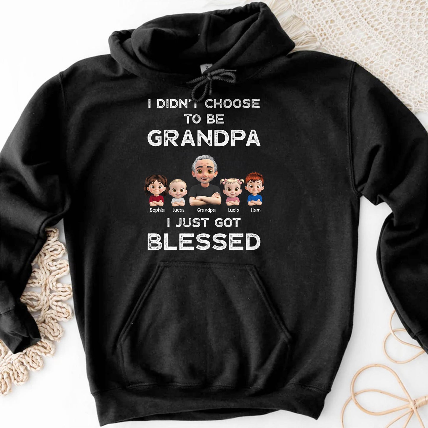 I Didn't Choose To Be Grandpa, Cartoon Characters and Family - Personalized Custom Unisex T-shirt, Hoodie - GRP020_BBAS