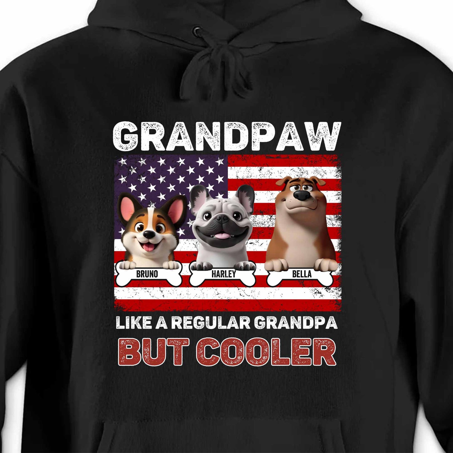 Grandpaw Like A Regular Grandpa But Cooler, Dogs and American Flag