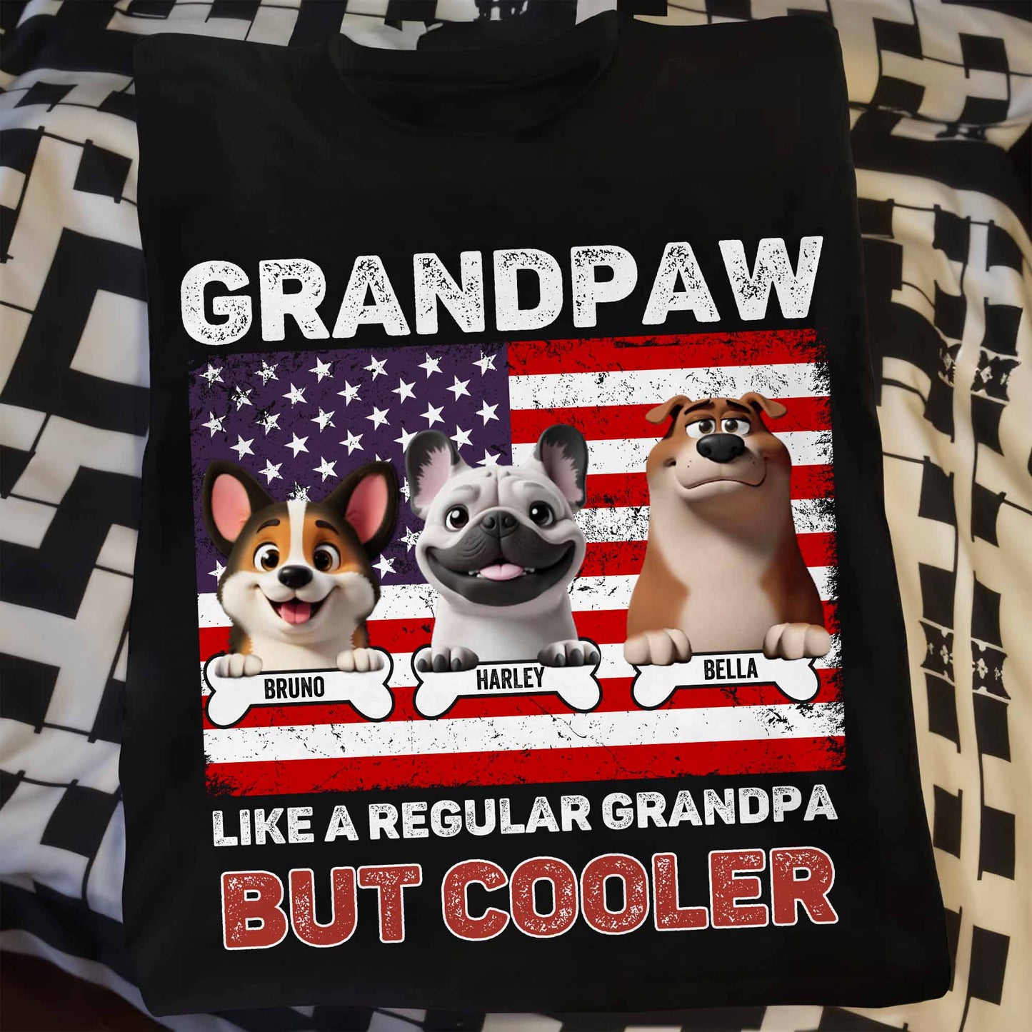 Grandpaw Like A Regular Grandpa But Cooler, Dogs and American Flag