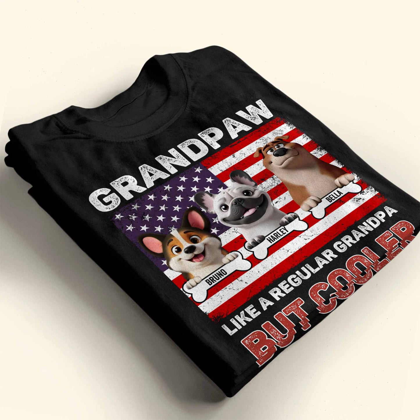 Grandpaw Like A Regular Grandpa But Cooler, Dogs and American Flag