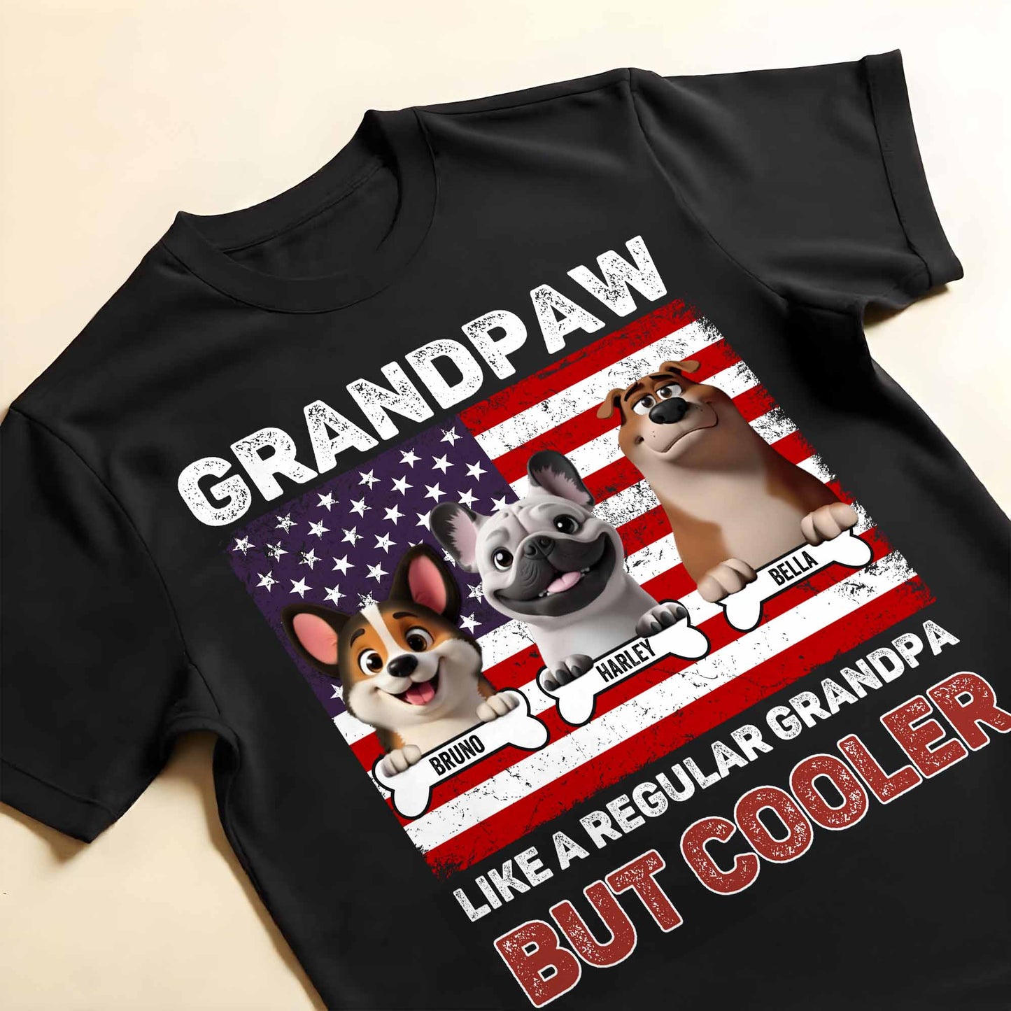 Grandpaw Like A Regular Grandpa But Cooler, Dogs and American Flag