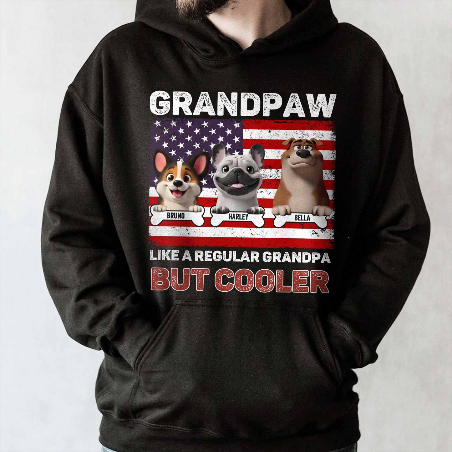 Grandpaw Like A Regular Grandpa But Cooler, Dogs and American Flag