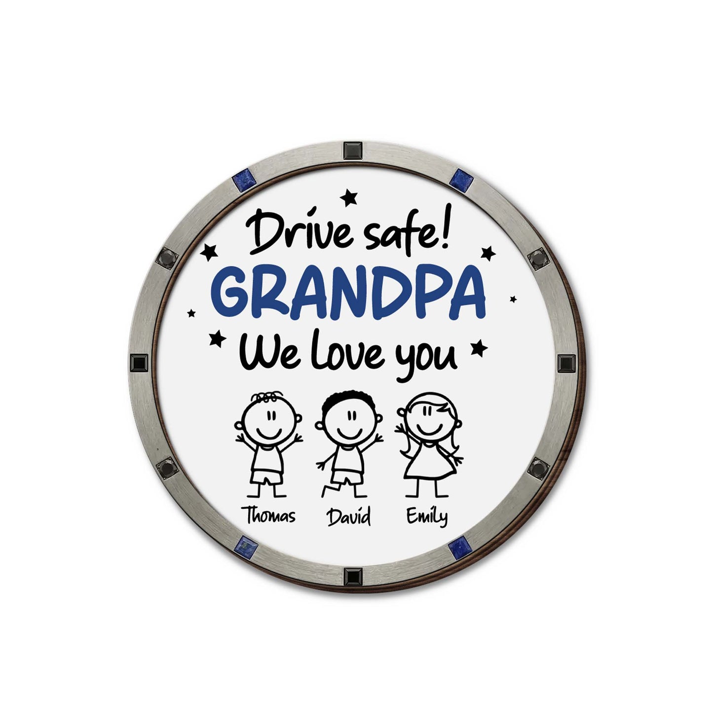 Drive Safe We Love You, Cartoon Figures And Stars - Personalized Custom Shaped Car Visor Clip - GRP049_VIS