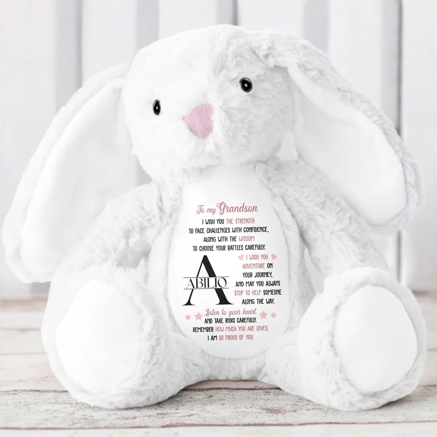 To My Grandson, I Wish You Strength, Stuffed Bunny
