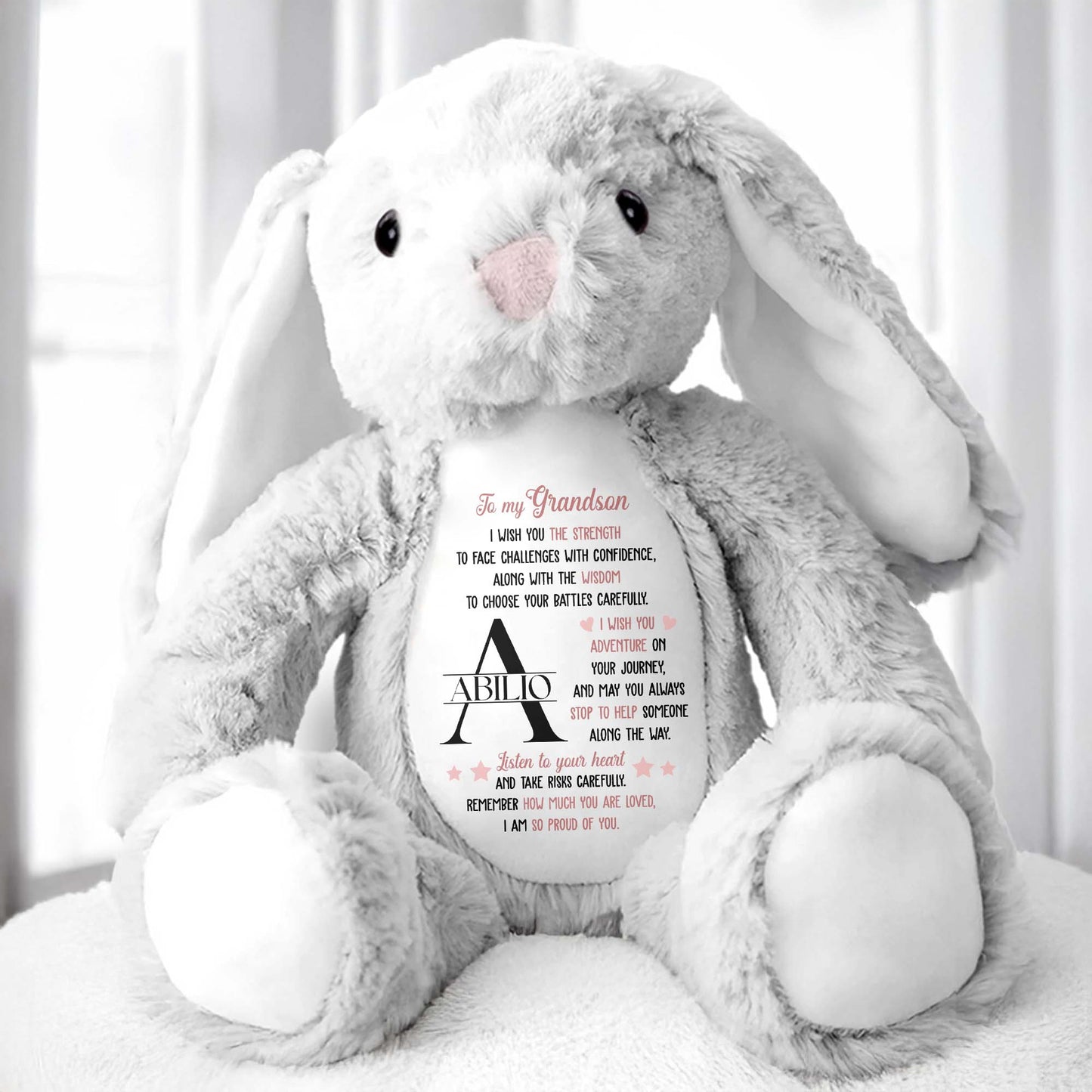 To My Grandson, I Wish You Strength, Stuffed Bunny